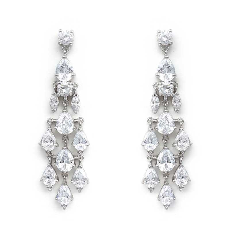 Silver cz chandelier earrings