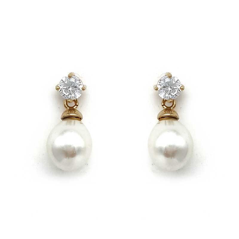 small gold pearl drop earrings