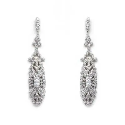 edwardian style silver bridal earrings