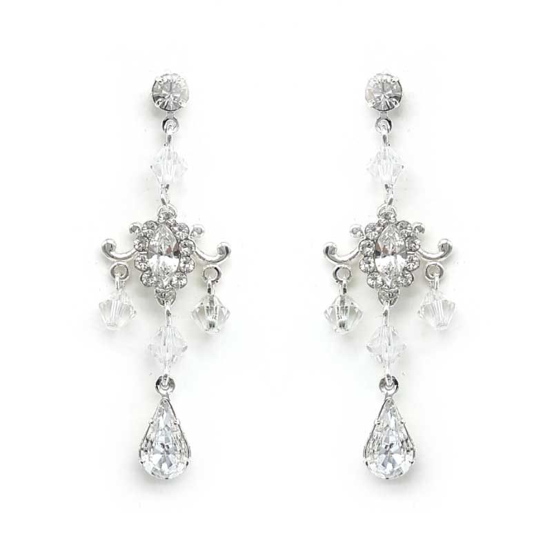 silver crystal chandelier earrings