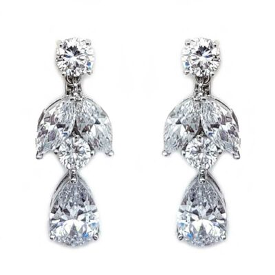 silver clip on bridal earrings