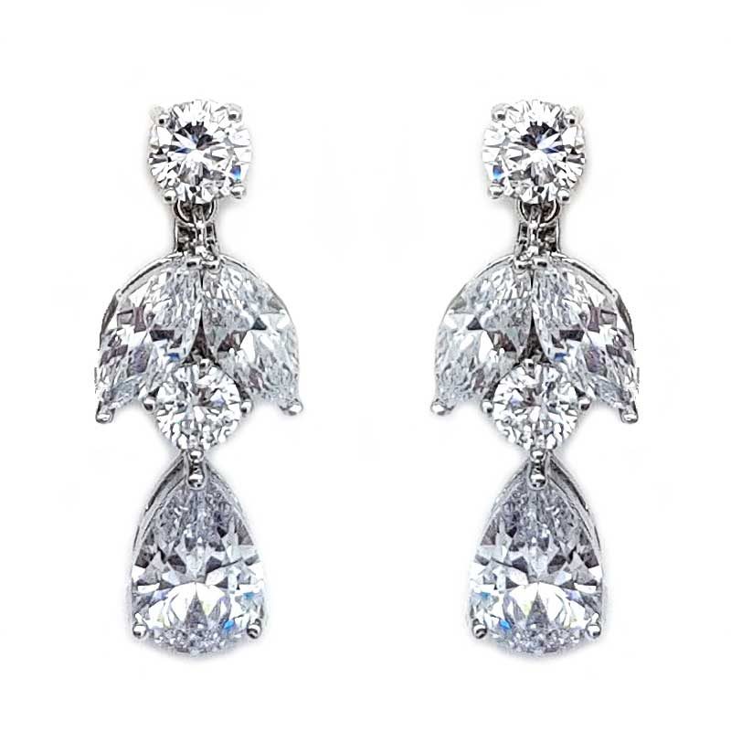 silver clip on bridal earrings