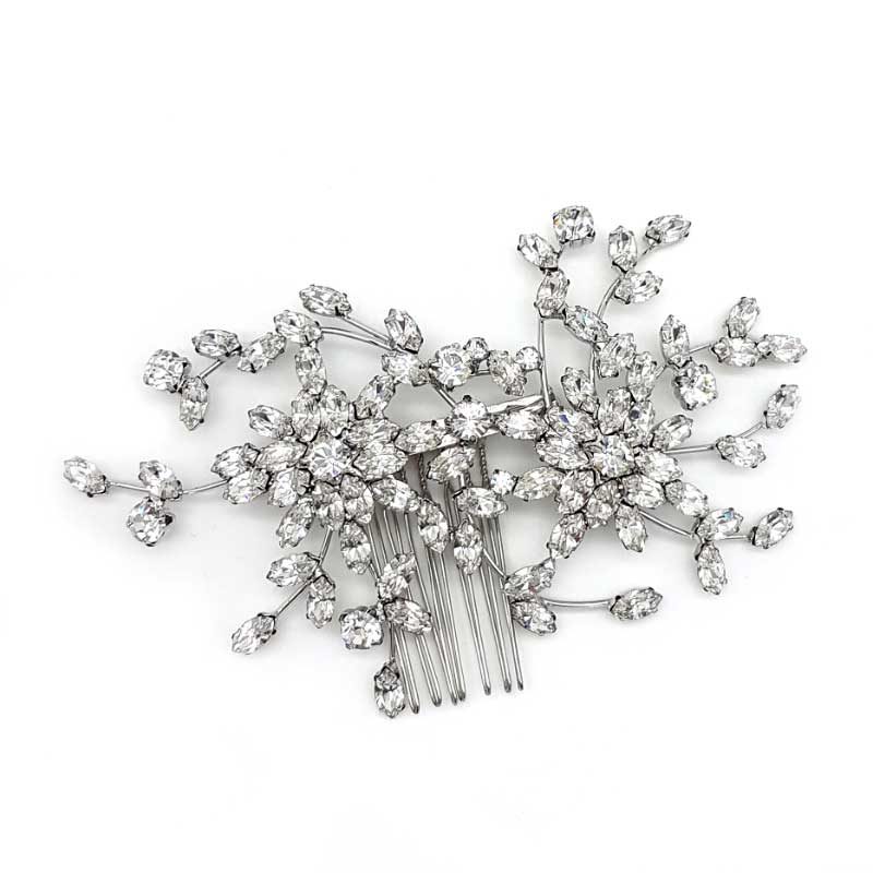 Silver bridal crystal comb
