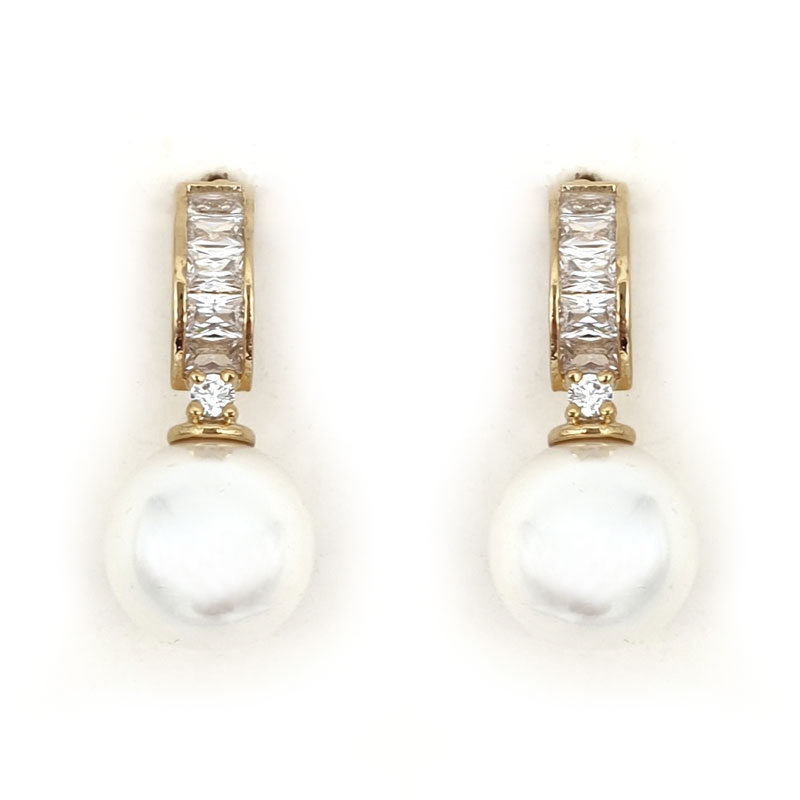 Gold pearl bridal earrings