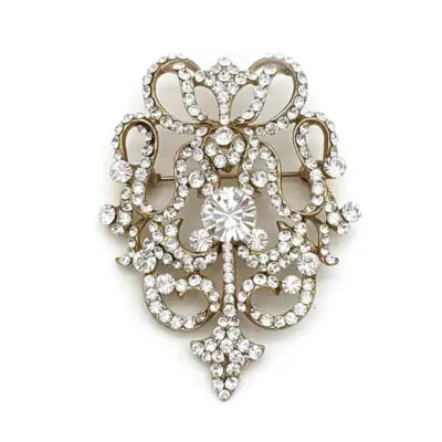 gold diamante bridal brooch