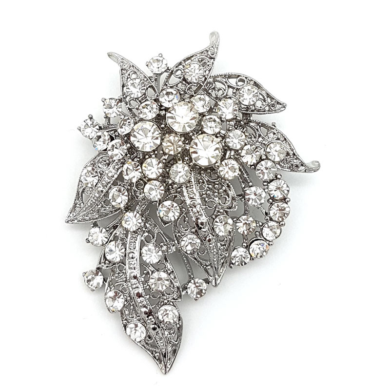 Silver floral brooch