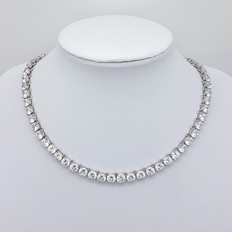 simple silver cz bridal necklace