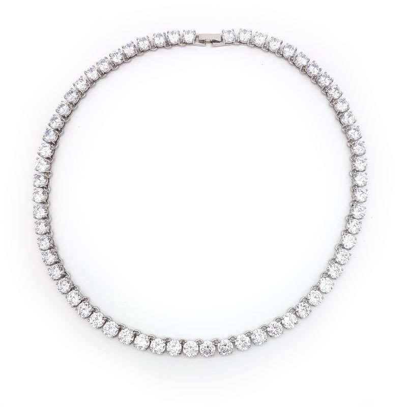 classic silver cubic zirconia bridal necklace