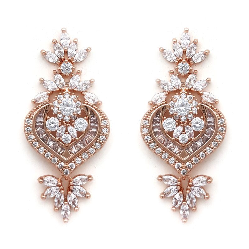 rose gold statement bridal earrings
