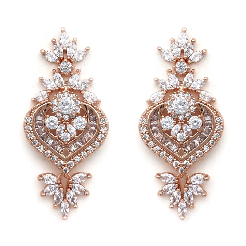 'Kiera' Statement Bridal Earrings (Silver or Rose Gold