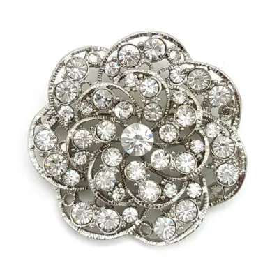 silver flower bridal brooch