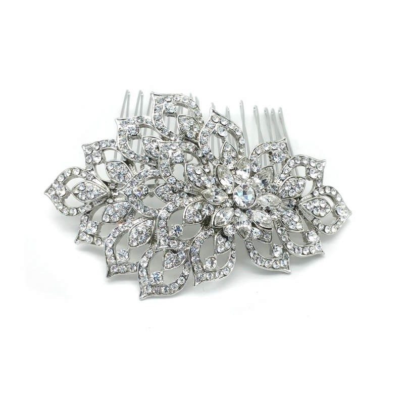 silver bridal hair comb