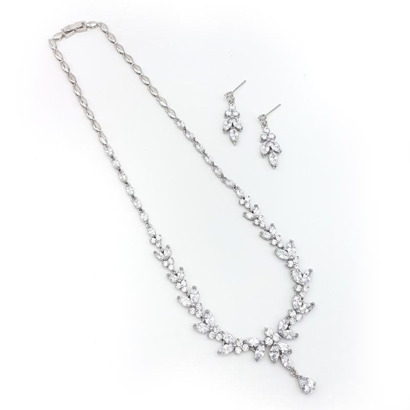 silver bridal necklace set
