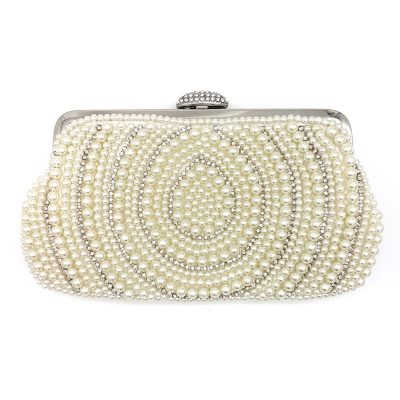 Pearl and diamante evening clutch