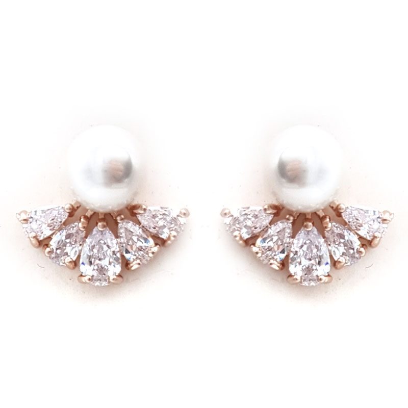 rose gold pearl studs
