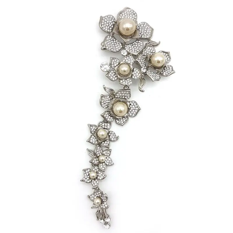large pearl floral bridal brooch