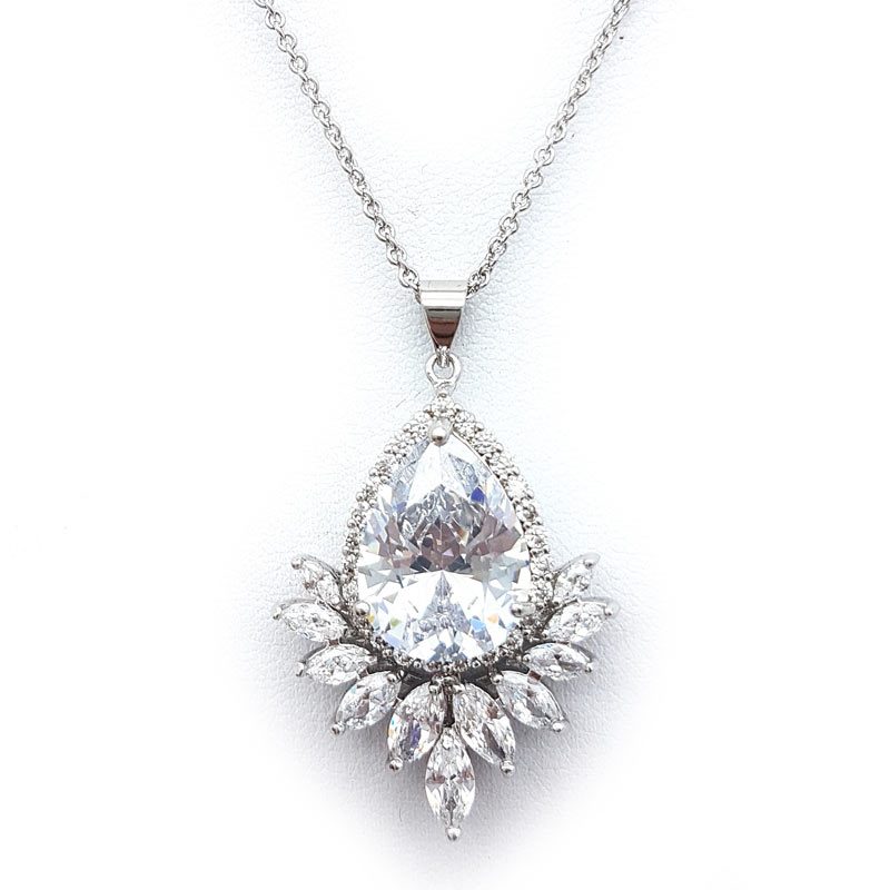 silver bridal drop pendant