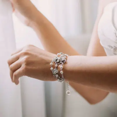 crystal and pearl bespoke bridal bracelet