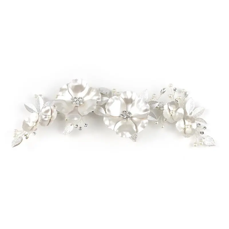 silver blush crystal and pearl hair piece