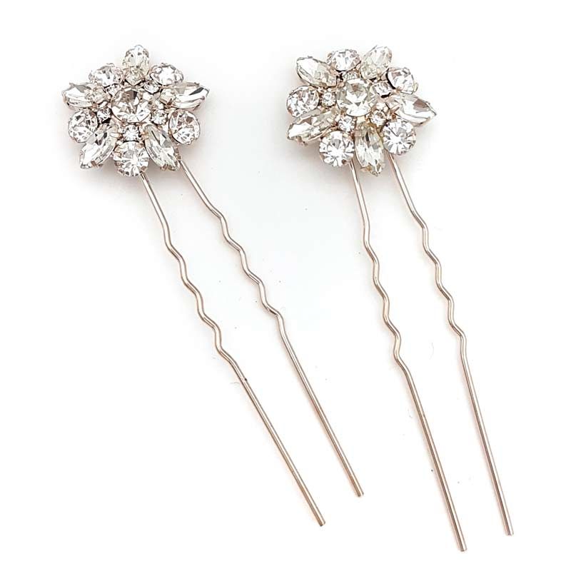Rose gold diamante hair pins