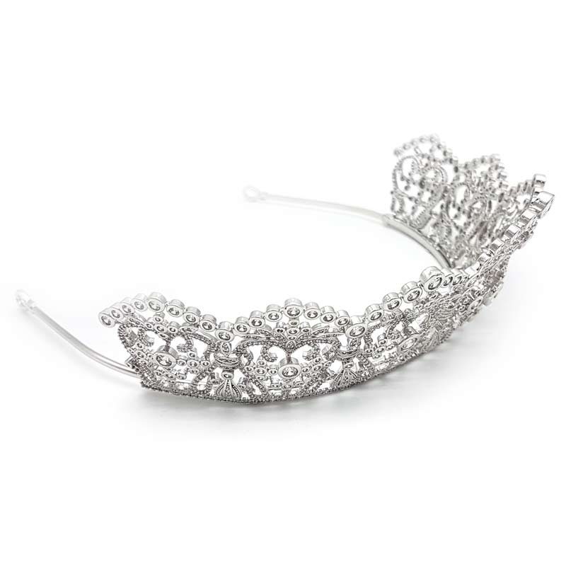 silver cz bridal tiara
