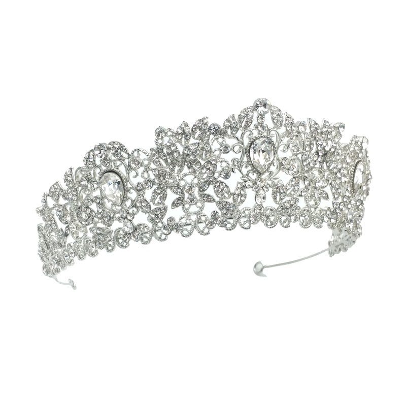 silver crystal large bridal crown
