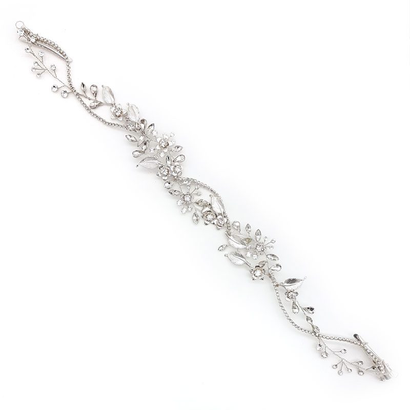 silver crystal wedding hair vine