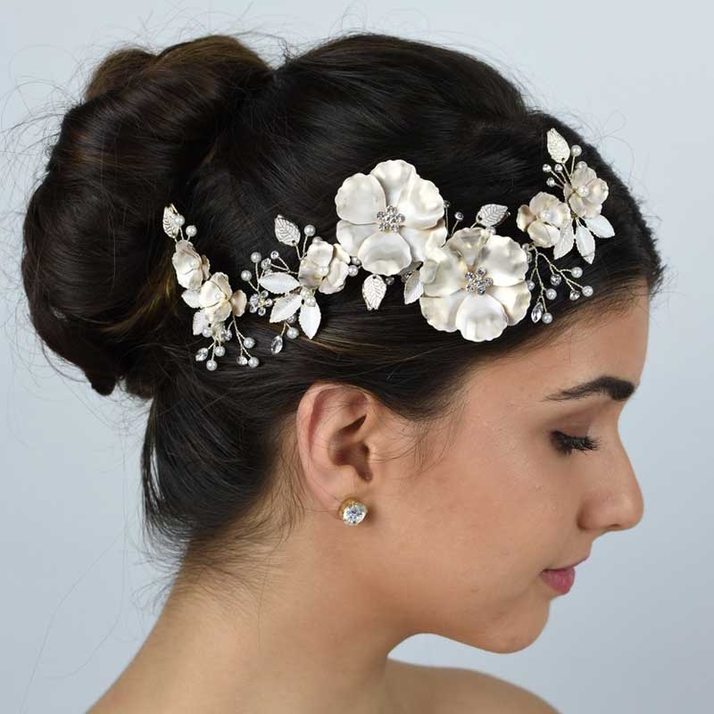 Floral Hair Piece (Silver/Gold/Rose Gold) - 'Jordyn' | Glam Couture