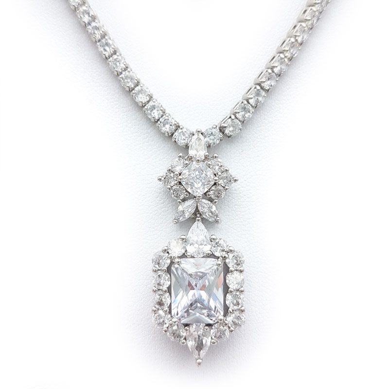 silver pendant bridal necklace