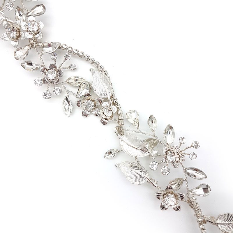 silver crystal bridal hair vine