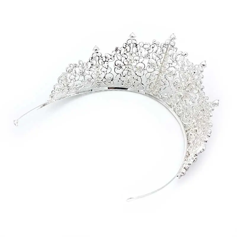 Large silver crystal bridal crown