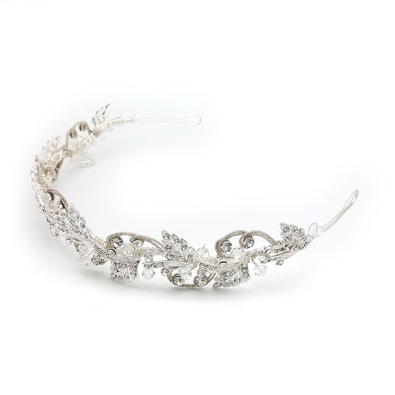 silver crystal headband and tiara