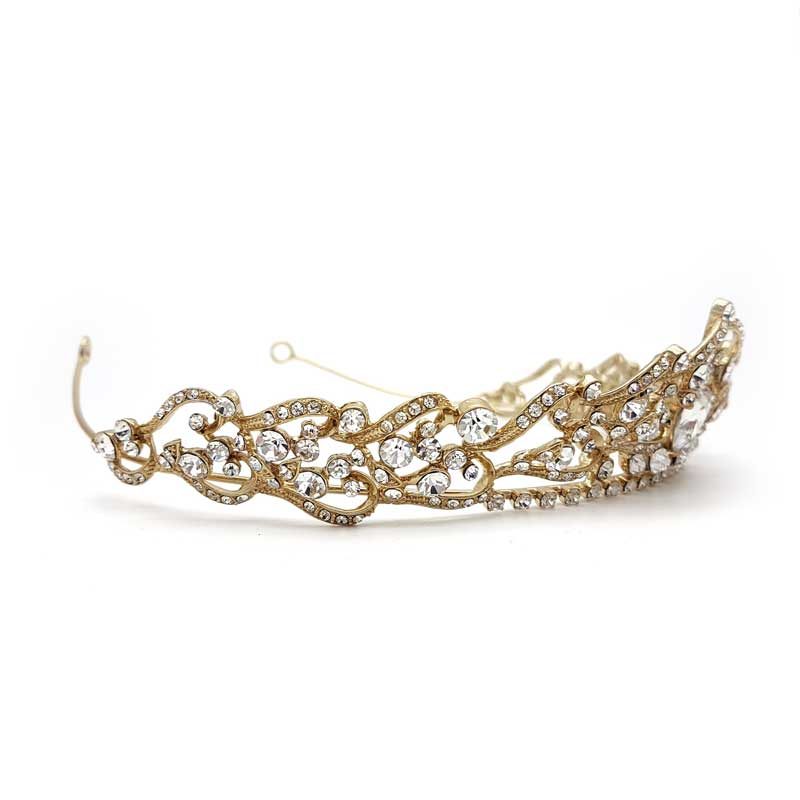 gold crystal bridal tiara