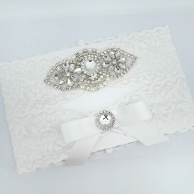 off white lace bridal garter set