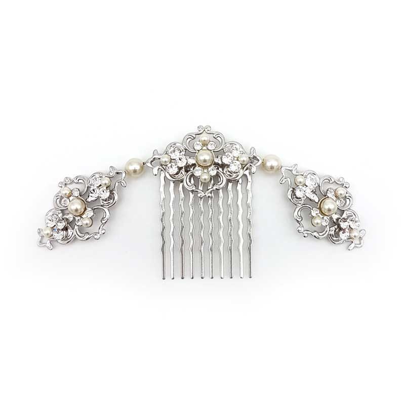 swarovski crystal and pearl bridal hair comb