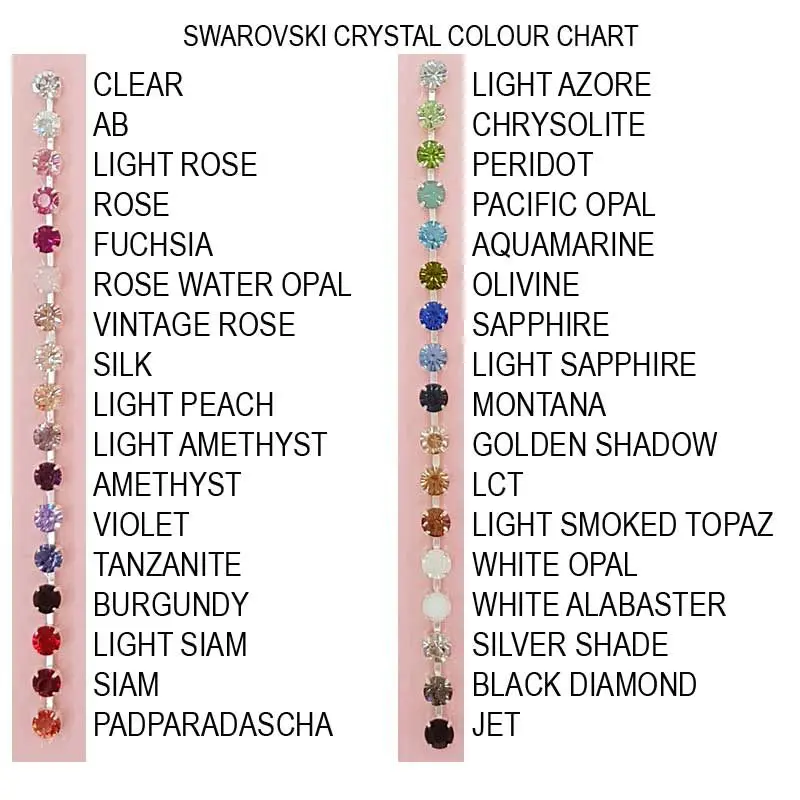 swarovski crystal colour chart