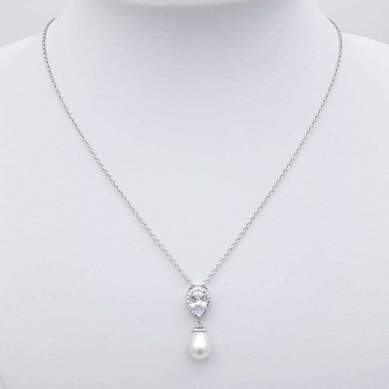 silver pearl necklace set
