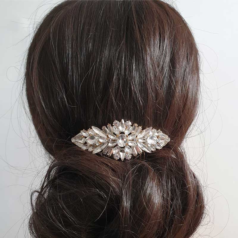 Rose gold crystal bridal hair comb