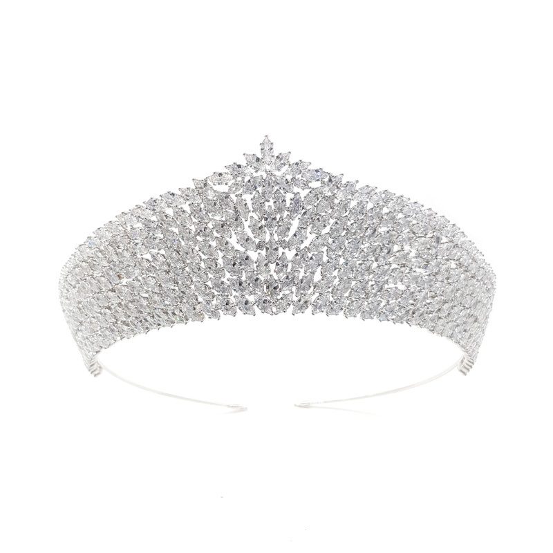 large silver cz bridal crown