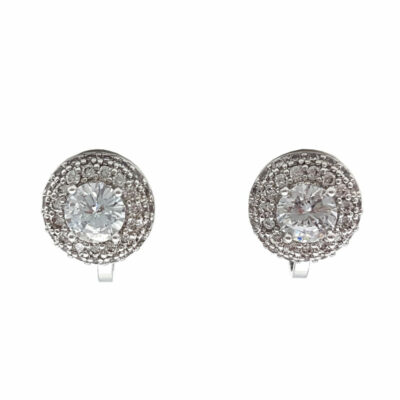 silver cz clip earrings