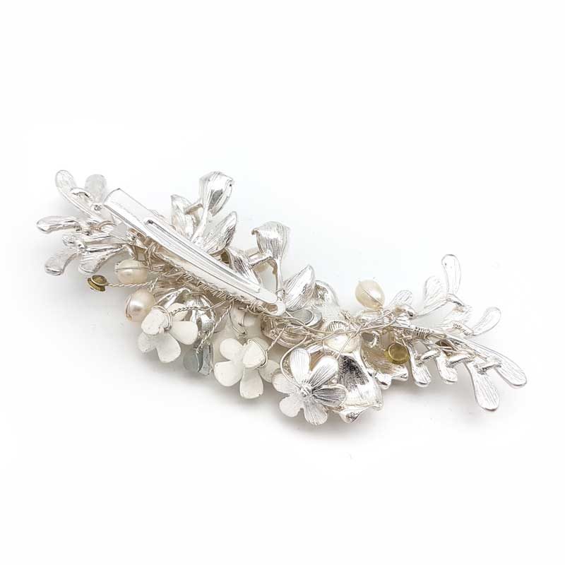 silver floral hair comb