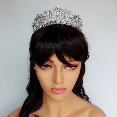 large silver crystal bridal crown