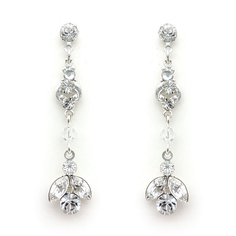 long swarovski crystal drop earrings