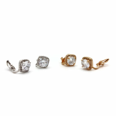 cubic zirconia small clip on studs