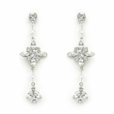 swarovski crystal silver bridesmaid drop earrings