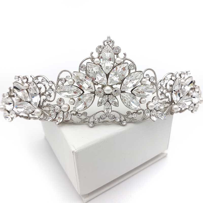 pearl and crystal bridal crown