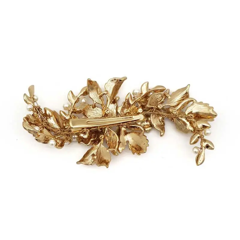 Gold floral bridal hair clip