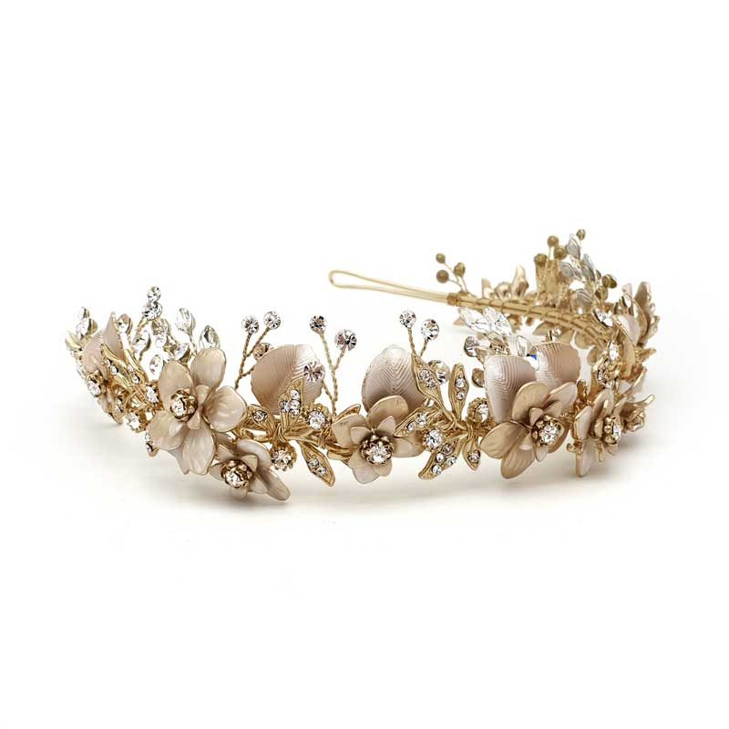 gold floral bridal tiara