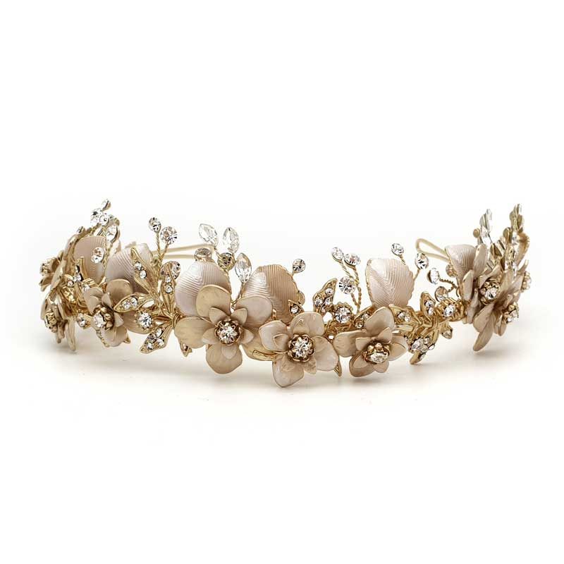 gold floral headband or tiara