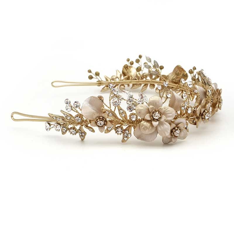 gold floral bridal headband